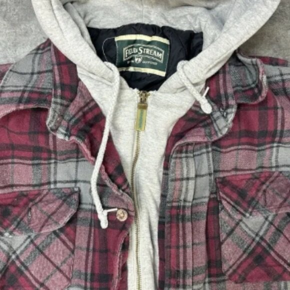 Field Stream Mens XL Flannel Sweatshirt Hoodie Jacket Full Zip Quilted Shacket - Picture 5 of 7